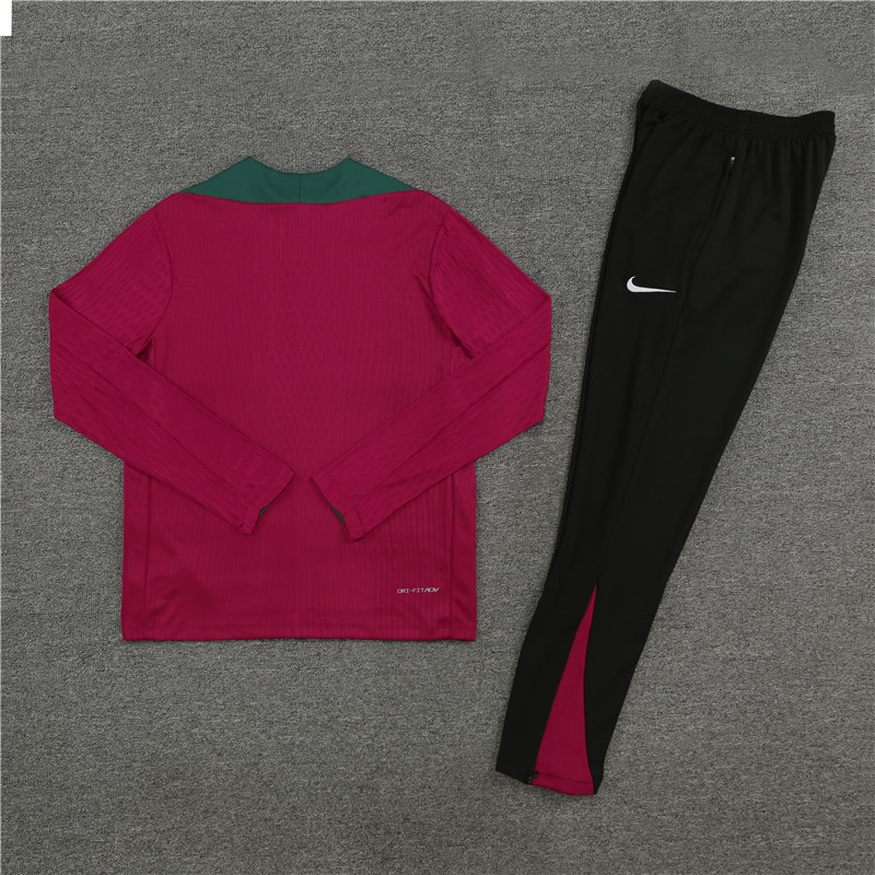 player version 24-25 PS G red with green stripe half zipper training tracksuit