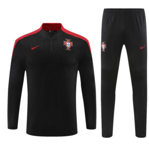 player version 24-25 Portugal black with red half zipper training tracksuit - Image 4