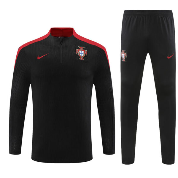 player version 24-25 Portugal black with red half zipper training tracksuit - Image 4