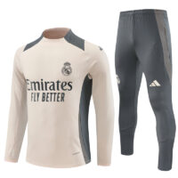 player version 24-25 Real Madrid beige with gray pullover training tracksuit