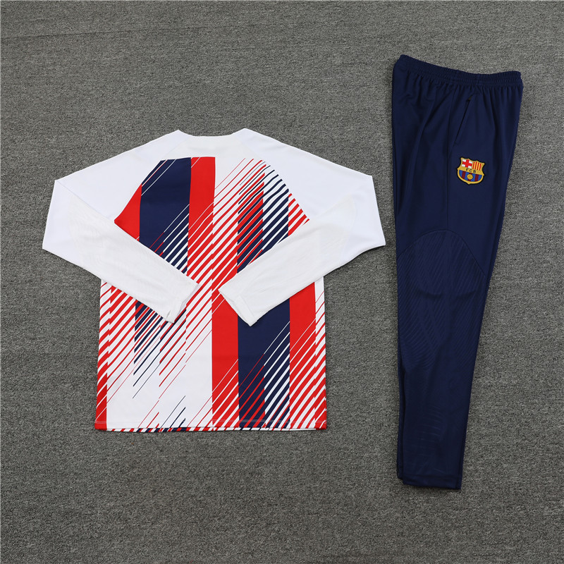 23-24 Bar white with red and blue half zipper sweater tracksuit