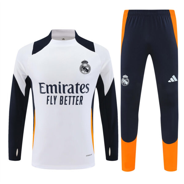 player version 24-25 Real Madrid white with navy blue pullover training tracksuit - Image 4