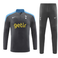 004-421 player version 24-25 Tottenham dark gray with blue half zipper training tracksuit