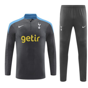 player version 24-25 Tottenham dark gray with blue half zipper training tracksuit - Image 4