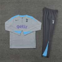 player version 24-25 Tottenham light gray with blue half zipper training tracksuit