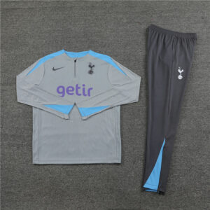 player version 24-25 Tottenham light gray with blue half zipper training tracksuit - Image 4