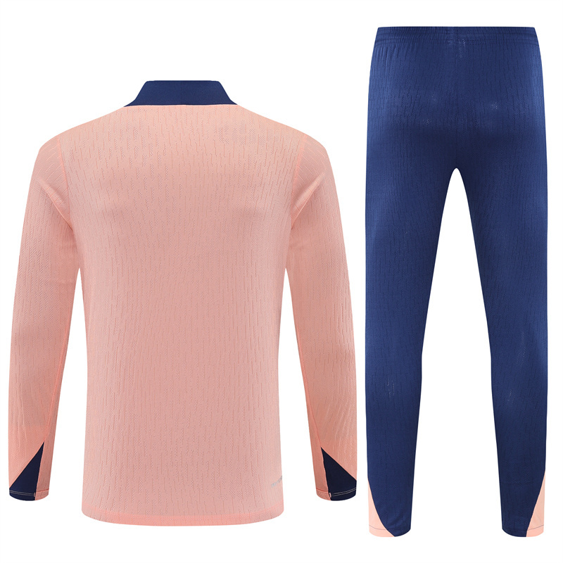 player version 25-26 Chelsea light pink with blue stripe half zipper sweater tracksuit