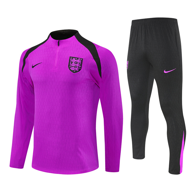 player version 25-26 England purple with black half zipper sweater tracksuit