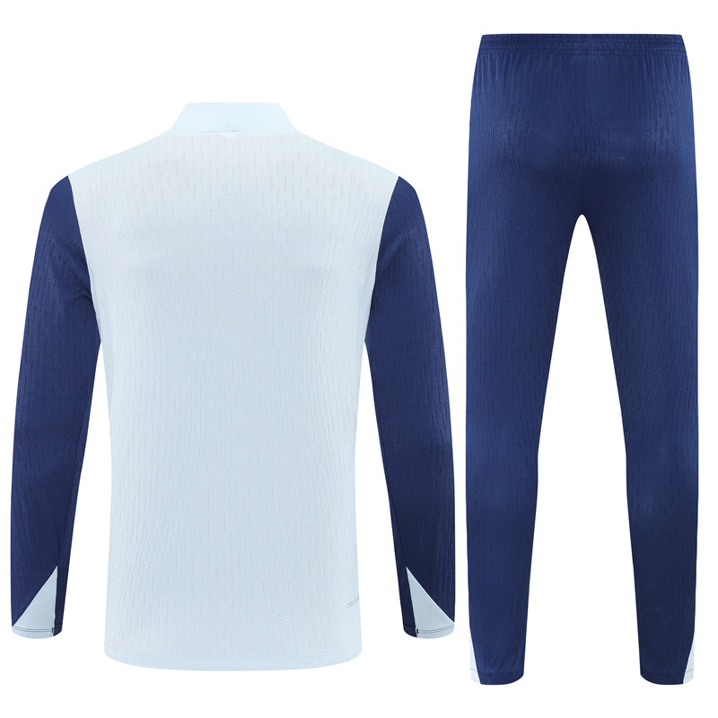 player version 25-26 Inter light gray with blue half zipper sweater tracksuit
