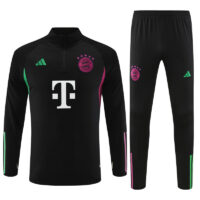23-24 Bayern black with purple half zipper sweater tracksuit