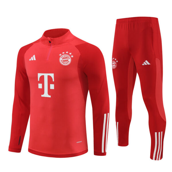 23-24 Bayern red stripe half zipper training tracksuit - Image 4