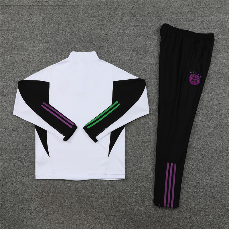 23-24 Bayern white with black half zipper training tracksuit