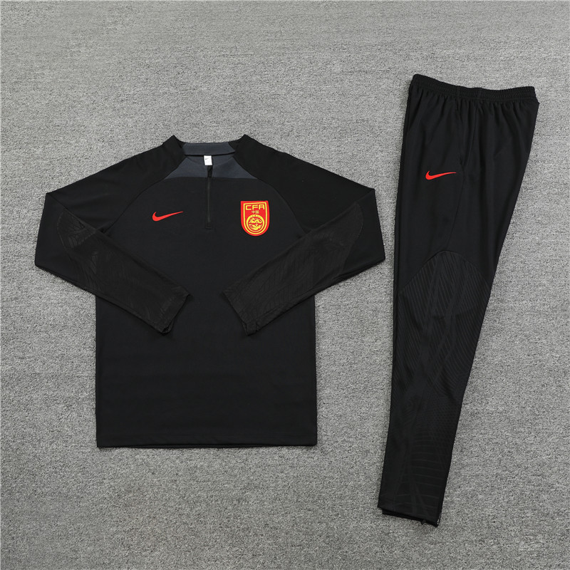23-24 China black half zipper sweater tracksuit