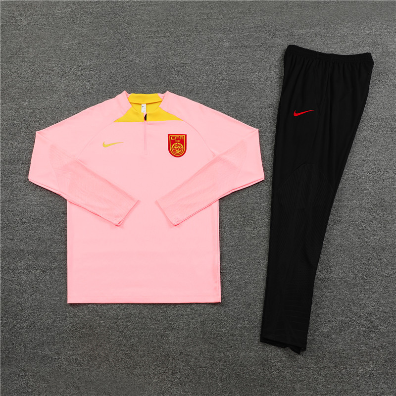 23-24 China pink half zipper sweater tracksuit