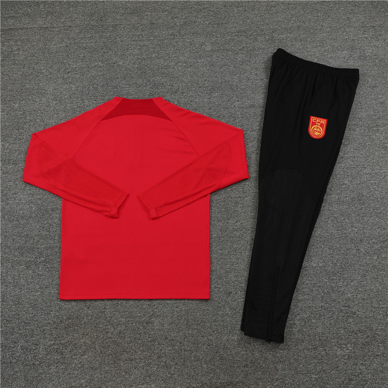 23-24 China red half zipper sweater tracksuit