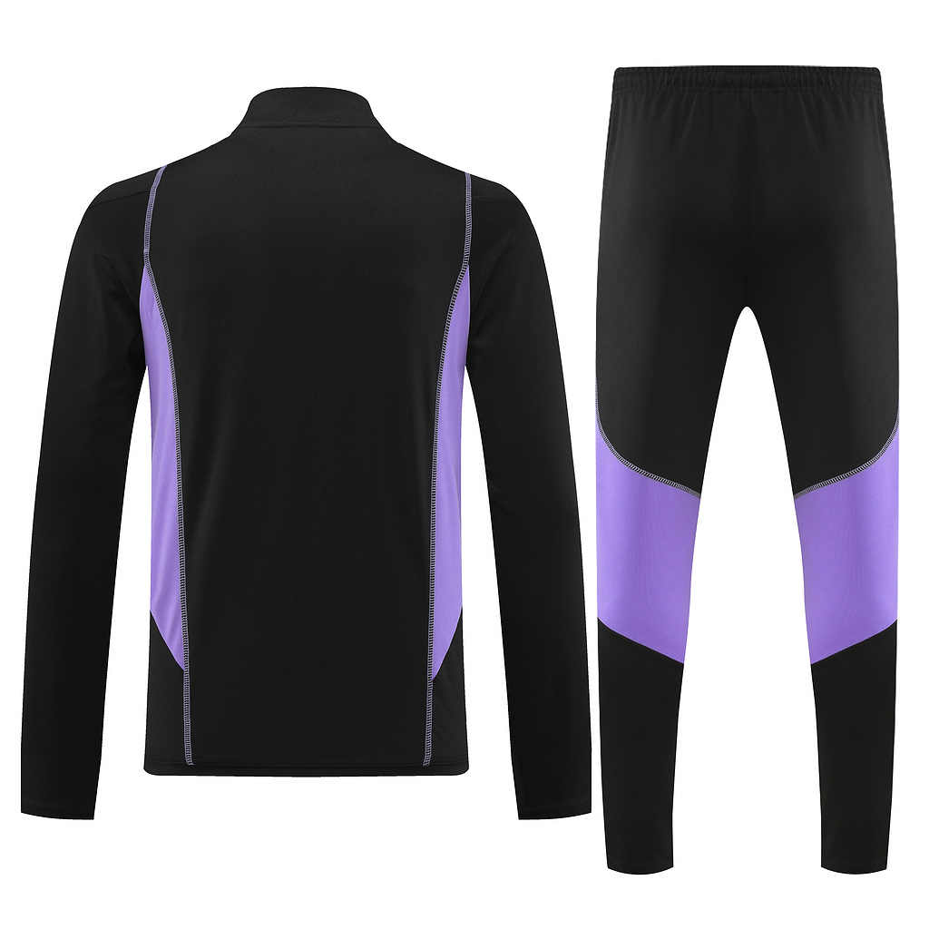004-55 23-24 Cruzeiro black with purple stripe half zipper sweater tracksuit