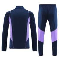 23-24 Cruzeiro navy blue with purple stripe half zipper sweater tracksuit