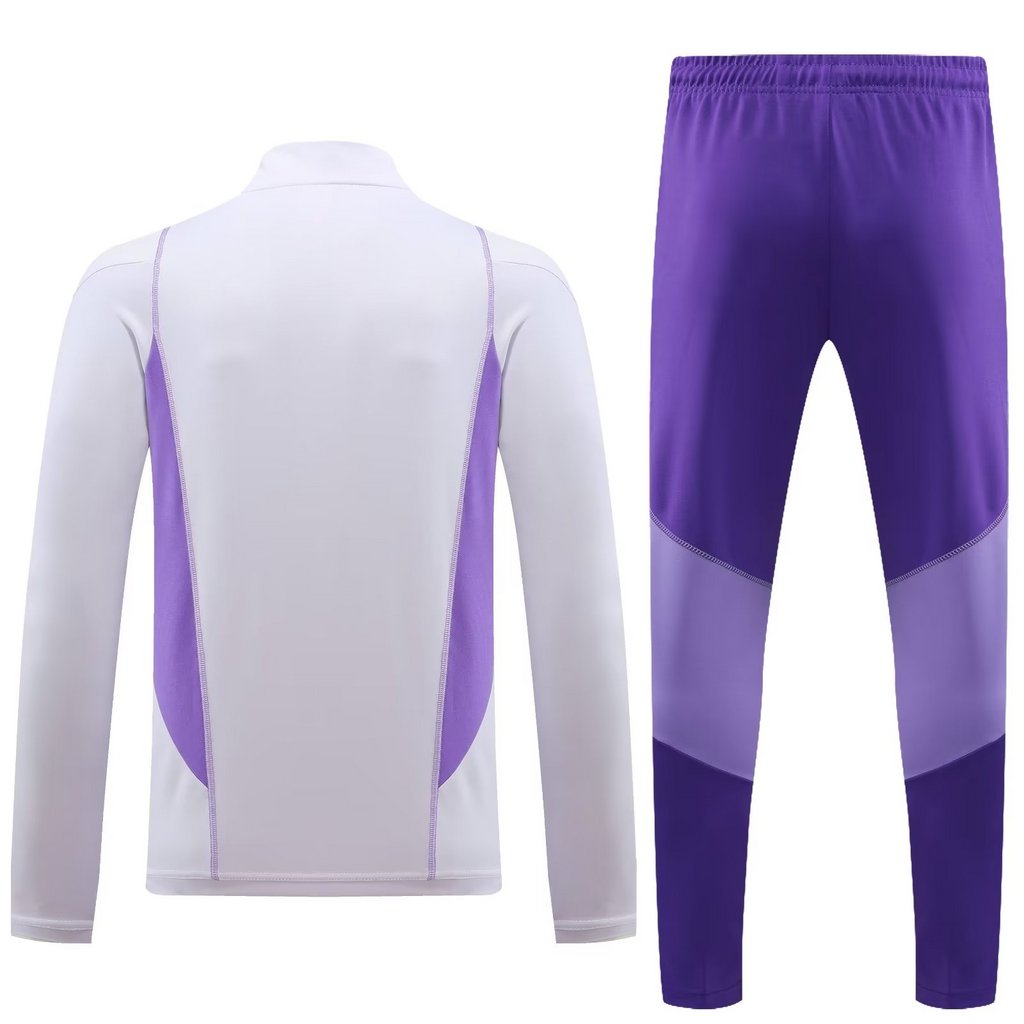 004-57 23-24 Cruzeiro white with purple stripe half zipper sweater tracksuit