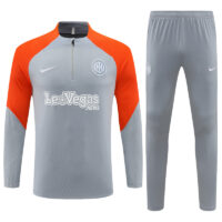 23-24 Inter gray with orange half zipper training tracksuit