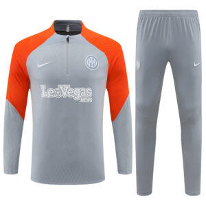 23-24 Inter gray with orange half zipper training tracksuit - Image 4