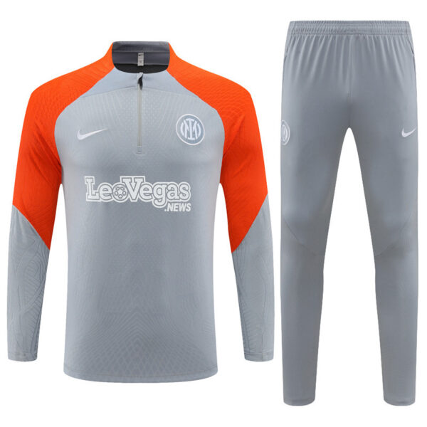 23-24 Inter gray with orange half zipper training tracksuit - Image 4