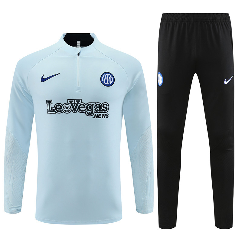 23-24 Inter light blue half zipper sweater tracksuit