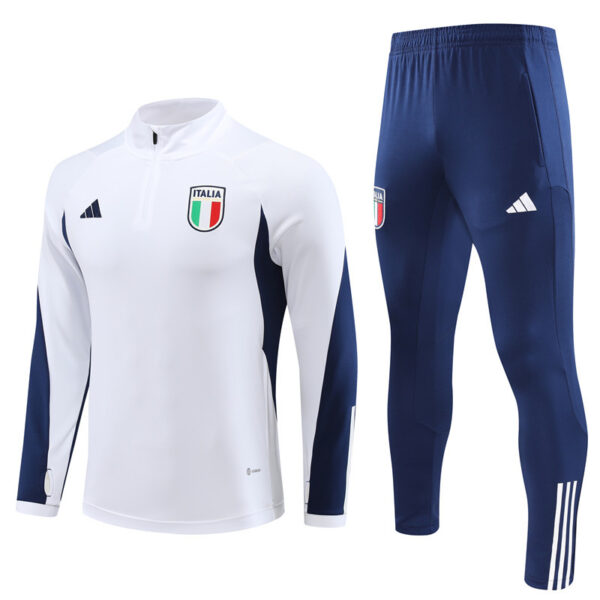 23-24 Italy white with blue half zipper sweater tracksuit - Image 4