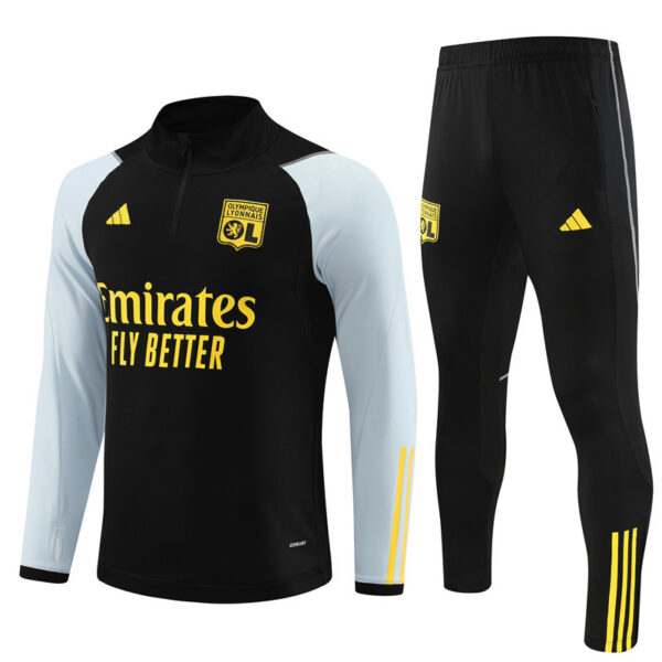 23-24 Lyon black with light blue half zipper sweater tracksuit - Image 4