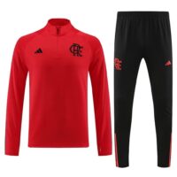 004-7 23-24 Flamengo red half zipper sweater tracksuit