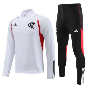 23-24 Flamengo white half zipper sweater tracksuit - Image 4