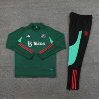 004-82 23-24 Manud dark green half zipper training tracksuit