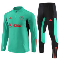 004-83 23-24 Manud green with black half zipper training sweater tracksuit