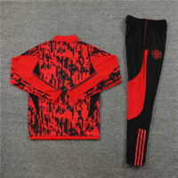 004-85 23-24 Manud red and black half zipper training tracksuit