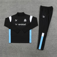 004-90 23-24 Marseille black with white and blue half zipper sweater tracksuit