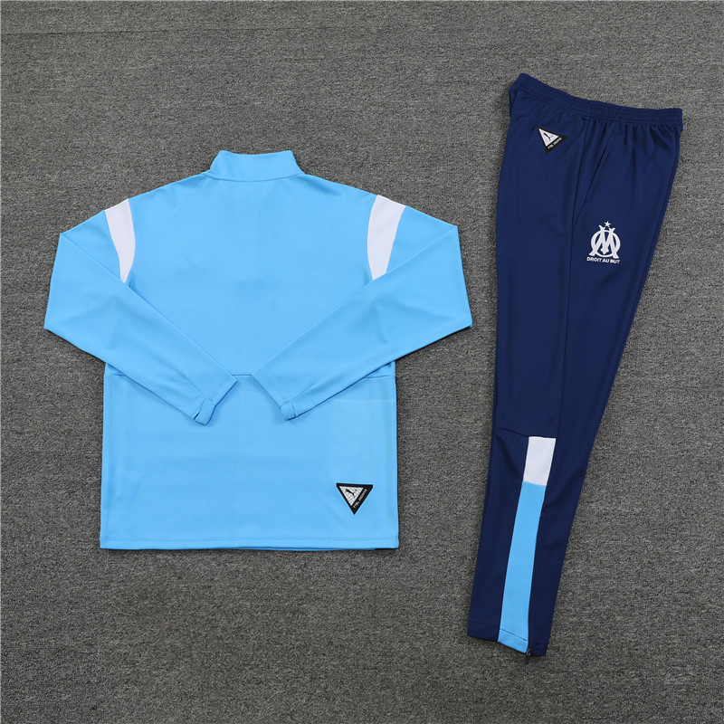004-92 23-24 Marseille light blue with navy blue half zipper sweater tracksuit
