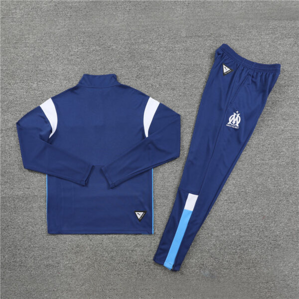 23-24 Marseille navy blue with white and blue half zipper sweater tracksuit - Image 4