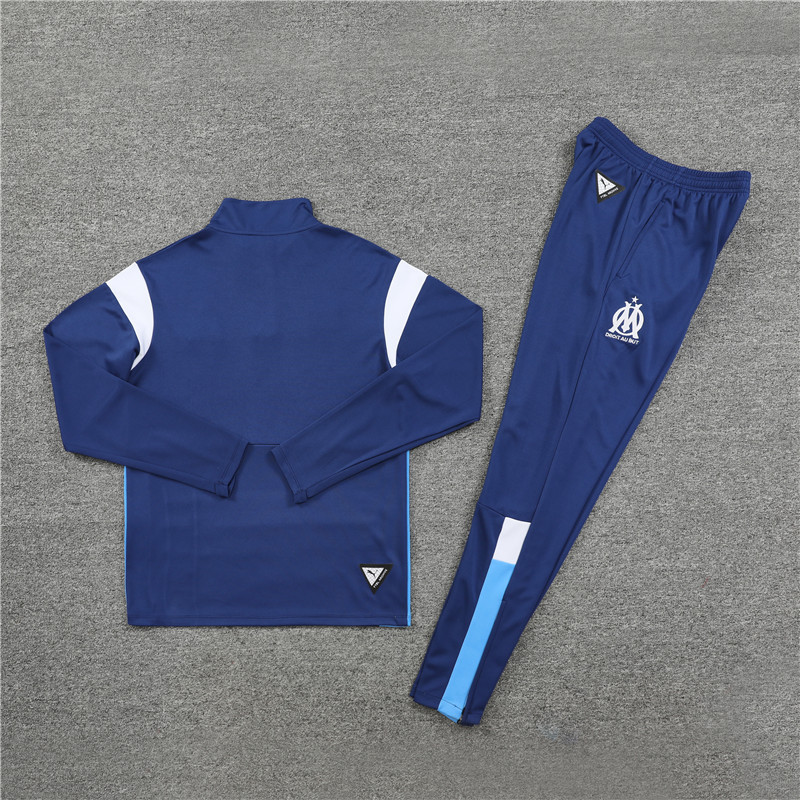 23-24 Marseille navy blue with white and blue half zipper sweater tracksuit