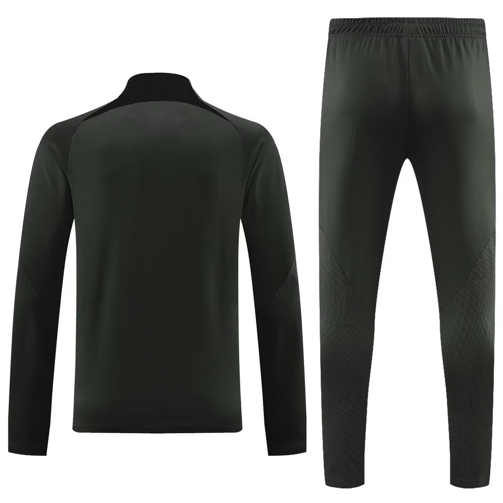 23-24 Bar dark green half zipper sweater tracksuit