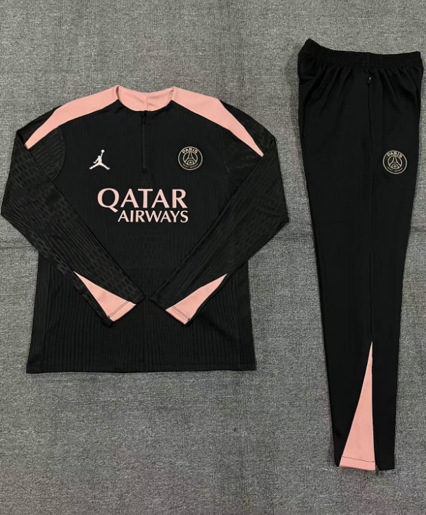 005-1 player version 24-25 PS G Jrdan black with pink half zipper training tracksuit