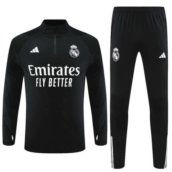 23-24 Real Madrid black with white stripe half zipper sweater tracksuit - Image 5
