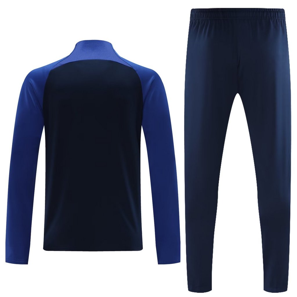 23-24 Riyadh navy blue with color blue arm half zipper sweater tracksuit