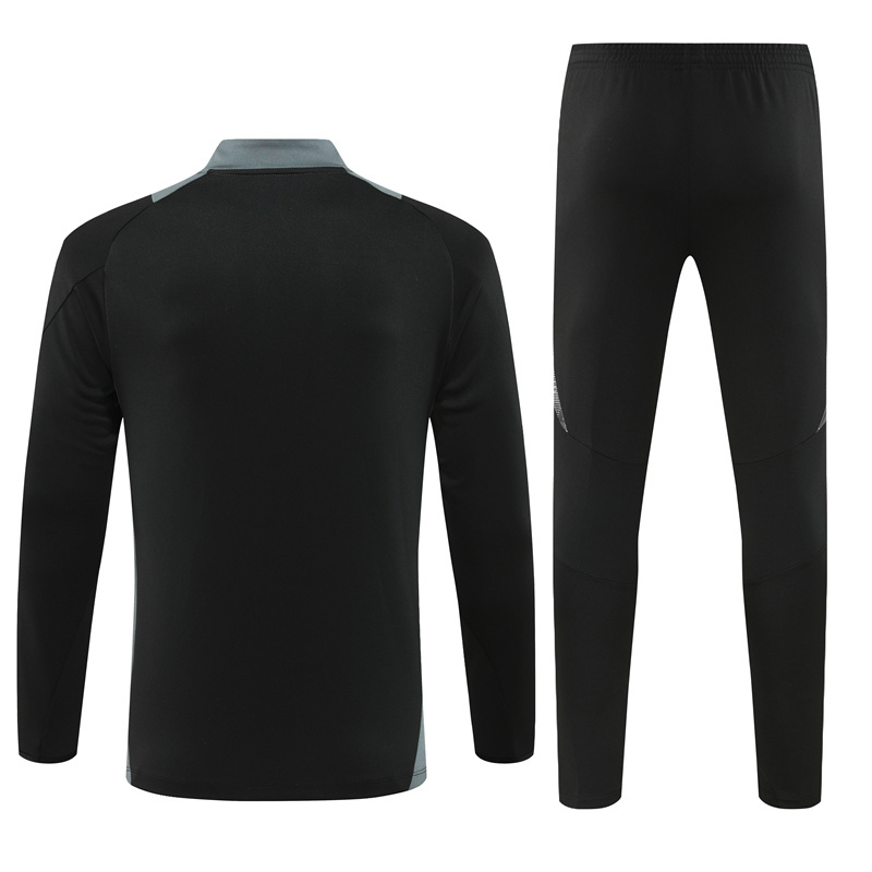 005-112 24-25 Algeria black with gray half zipper training tracksuit