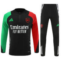 24-25 Arsenal black with red and green arm half zipper training tracksuit