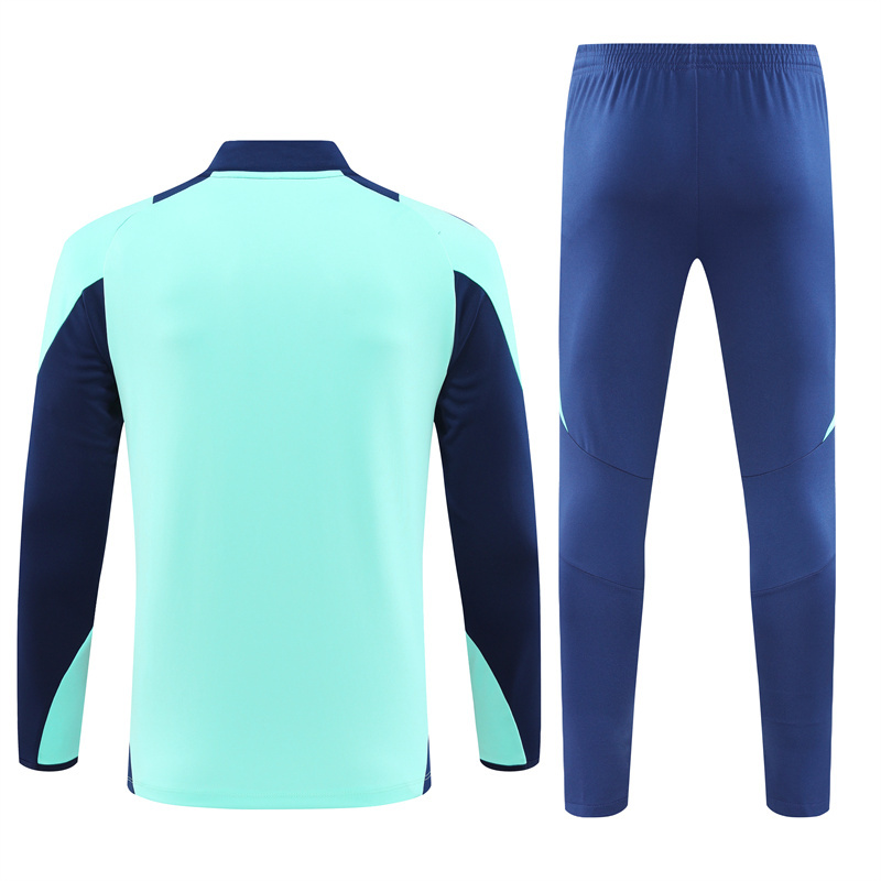 24-25 Arsenal lake blue with navy blue half zipper training tracksuit
