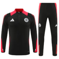 24-25 Bayern black with red half zipper training tracksuit