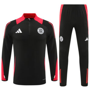 24-25 Bayern black with red half zipper training tracksuit - Image 5