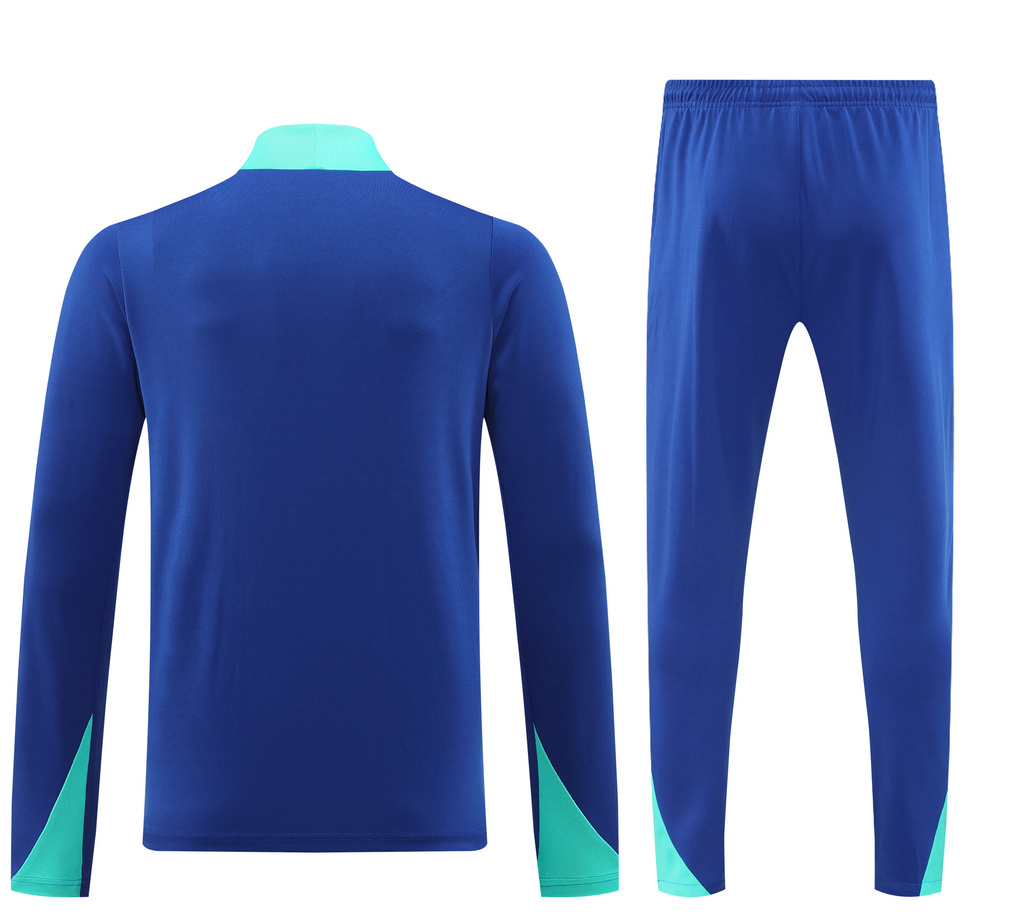 005-127 24-25 Brazil color blue half zipper training tracksuit