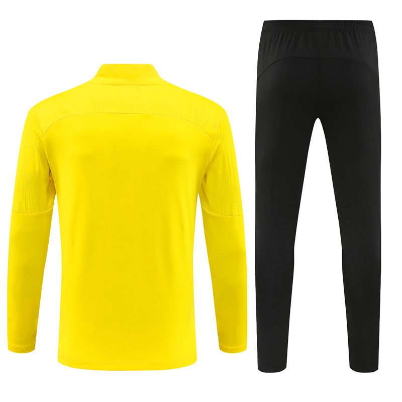 005-135 24-25 Dortmund yellow with black pants half zipper training tracksuit