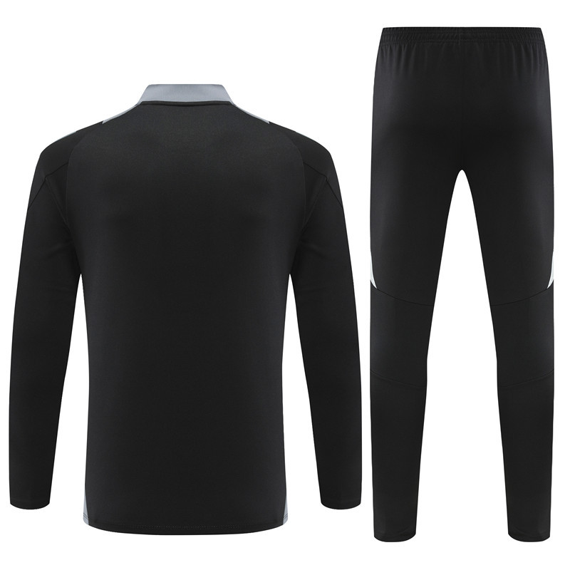 005-140 24-25 Italy black with gray half zipper training tracksuit