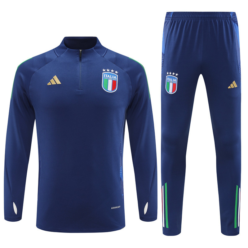 005-141 24-25 Italy color blue half zipper training tracksuit